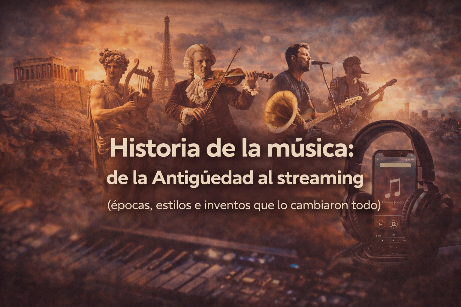 Historia de la música: de la Antigüedad al streaming (épocas, estilos e inventos que lo cambiaron todo)